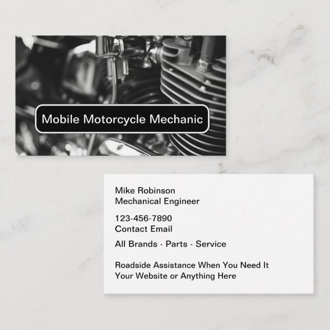 Motorcycle Mobile Mechanic Service Visitenkarte (Vorne/Hinten)