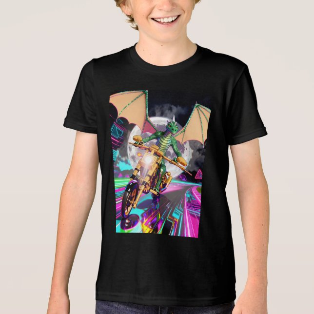Motorcycle Riding Dragon Tri-Blend Shirt (Vorderseite)