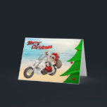 Motorcycle Santa Christmas Card Feiertagskarte<br><div class="desc">Motorcycle Santa Christmas Card on Beach</div>