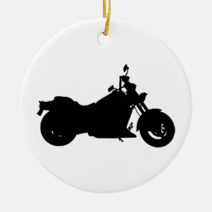 Motorcycle Silhouette Keramik Ornament