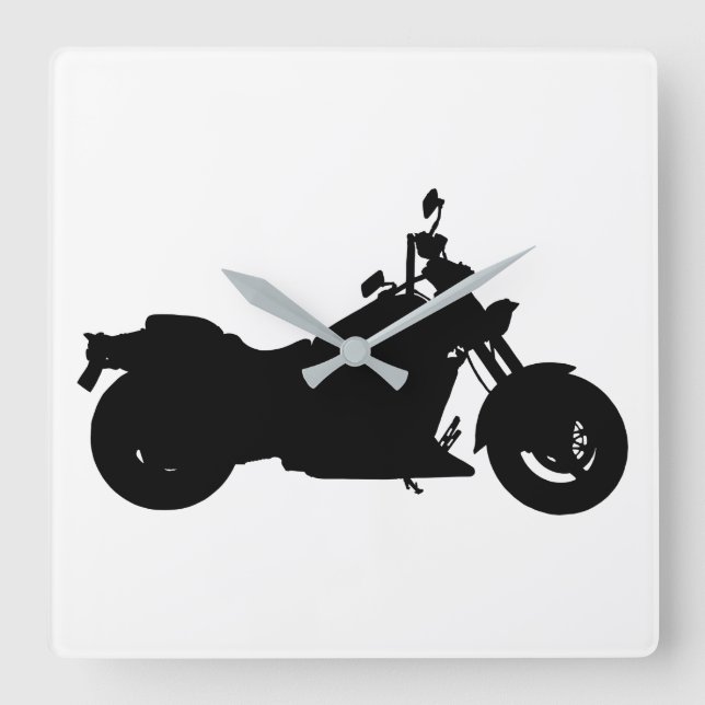 Motorcycle Silhouette Quadratische Wanduhr (Vorderseite)