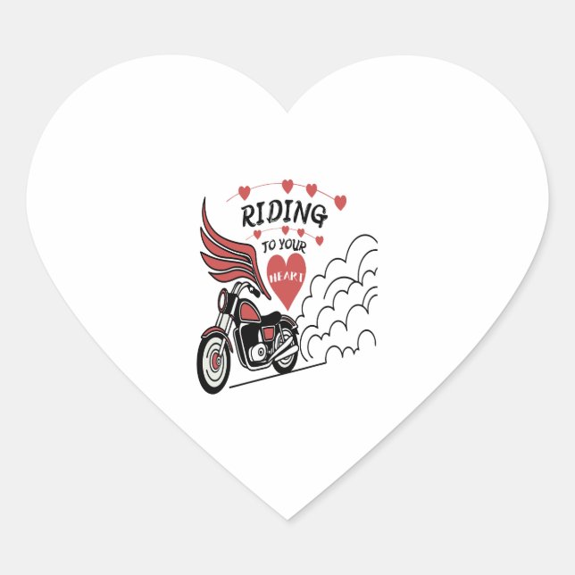 Motorcycle Valentine Herz-Aufkleber (Vorderseite)