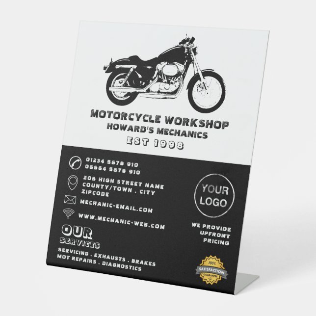 Motorcycle Workshop, Mechanic & Repair Advertising Sockelschild (Vorderseite)