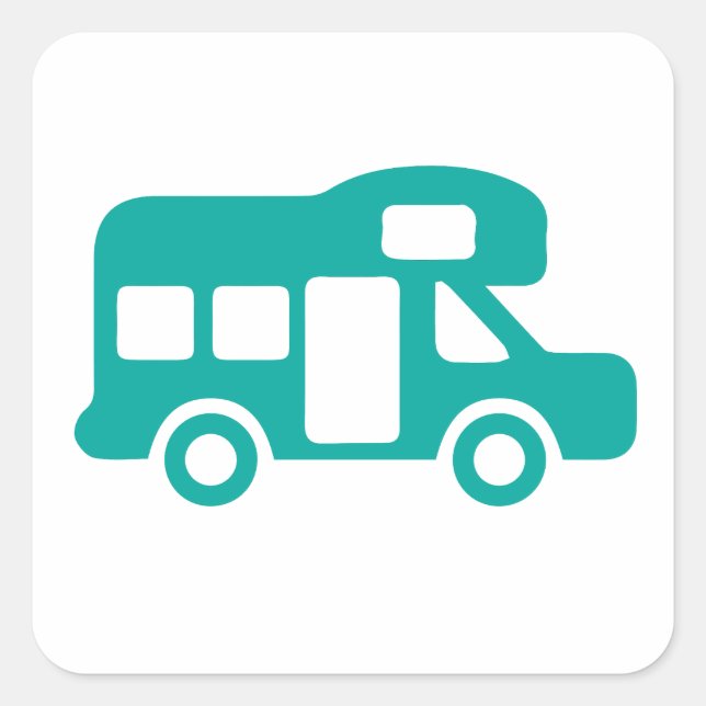 Motorhome-Camping Quadratischer Aufkleber (Vorderseite)