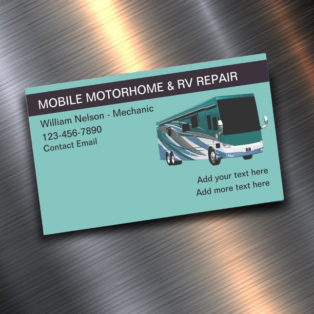 Motorhome Erholung Magnetische Visitenkarte (motorhome and rv repair mechanic magnetic business cards)