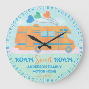 Motorhome RV Camper-Bonbon durchstreifen Große Wanduhr
