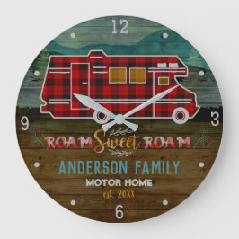 Motorhome RV Camper Reisen Van Rustic Personalisie Große Wanduhr