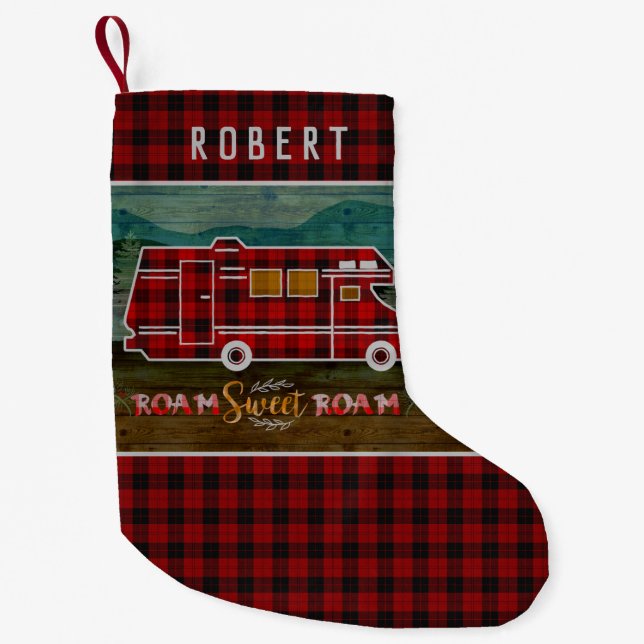 Motorhome RV Camper Reisen Van Rustic Personalisie Kleiner Weihnachtsstrumpf (Vorderseite)