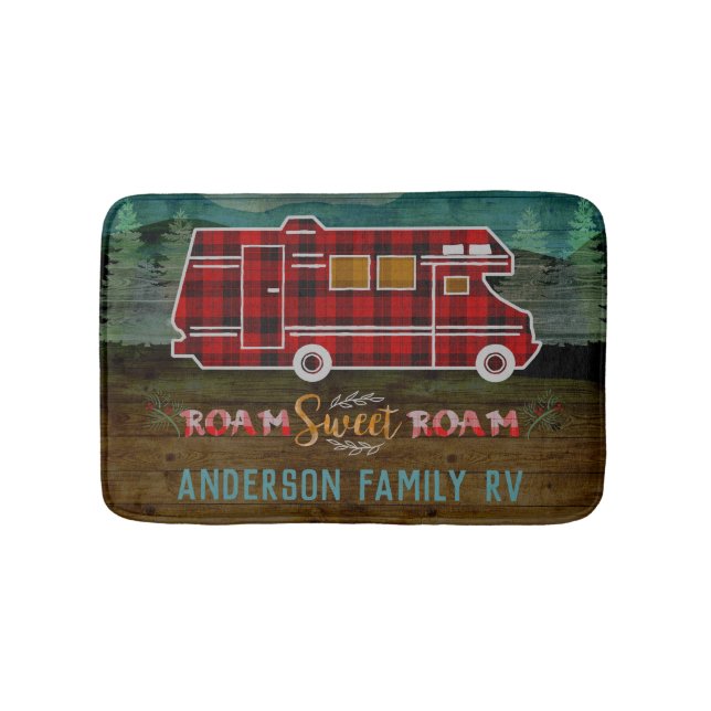 Motorhome RV Camper Travel Van Rustic Personalized Badematte (Vorderseite)