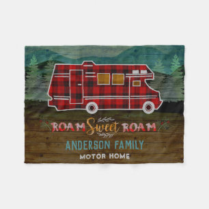 Motorhome RV Camper Travel Van Rustic Personalized Fleecedecke
