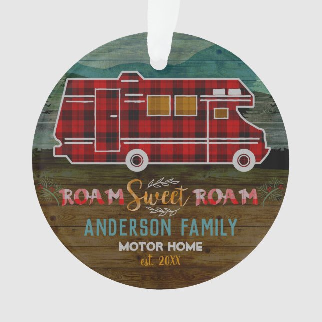 Motorhome RV Camper Travel Van Rustic Personalized Ornament (Vorderseite)