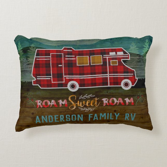 Motorhome RV Camper Travel Van Rustic Personalized Zierkissen (Vorderseite)