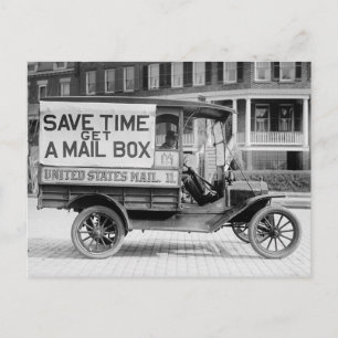 Motorisierter Postwagen des US-Postamtes Postkarte