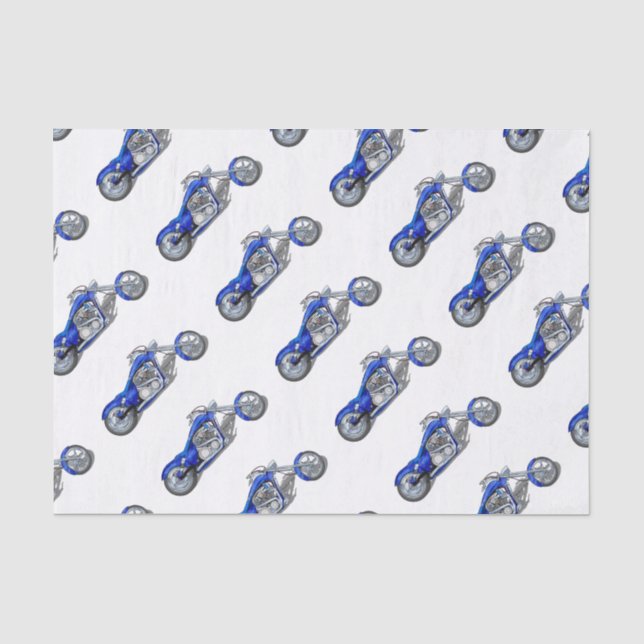 Motorrad 1 - Blau Seidenpapier (Vorderseite)