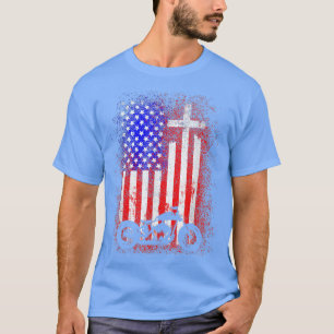 Motorrad 4. Juli Amerikanische Flagge Christliche T-Shirt