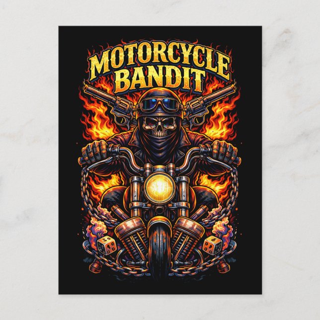 Motorrad-Bandit Postkarte (Vorderseite)