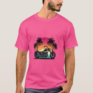 Motorrad bei Sonnenuntergang für Motorradfahrer un T-Shirt
