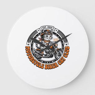 Motorrad Biker Katze Haustier Liebhaber Shirt Kuns Große Wanduhr