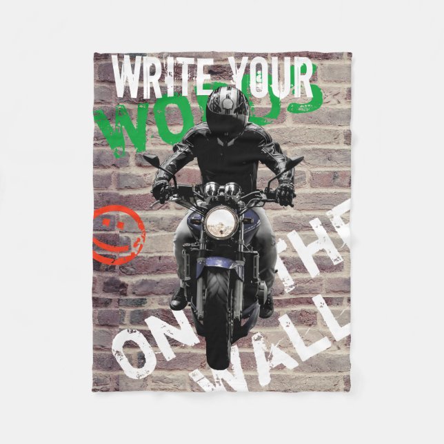Motorrad Blanket Brick Wand Custom Graffiti Fleecedecke (Vorderseite)