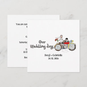 Motorrad Braut und Bräutigam Hochzeit Einladung