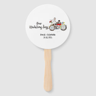 Motorrad Braut und Bräutigam Hochzeit Fächer