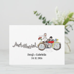 Motorrad-Braut und Bräutigam Hochzeitsabend Einladung