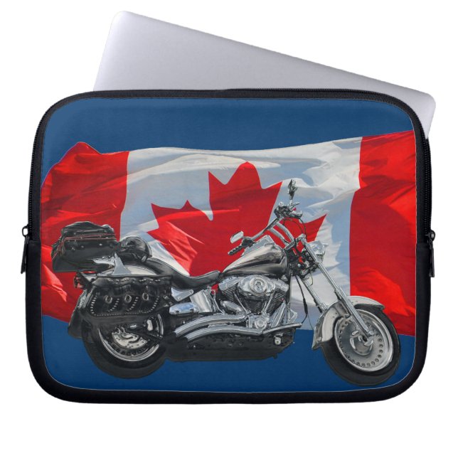 Motorrad & Canada Flag Patriotic Laptop Sleeve (Vorderseite)