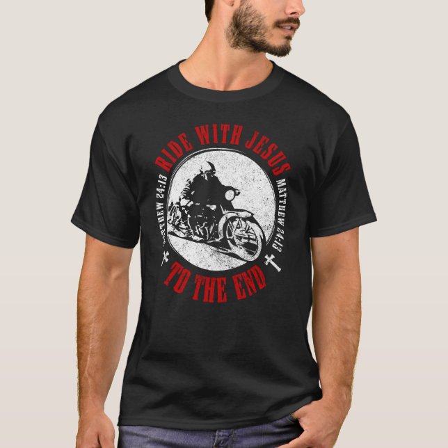 Motorrad Christlicher Glaube Folge Jesus Biker T-Shirt (Vorderseite)