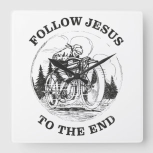 Motorrad-Christlicher Glaube: Jesus Biker Quadratische Wanduhr