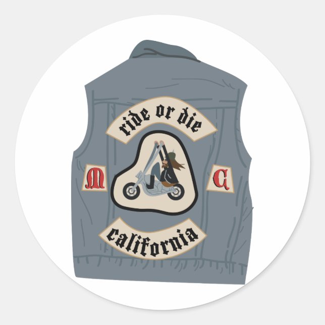 Motorrad-Club Vest Runder Aufkleber (Vorderseite)