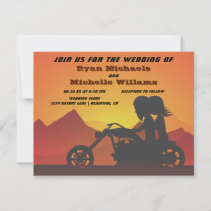 Motorrad-Coupé Sonnenuntergang/Sonnenaufgang Hochz Einladung
