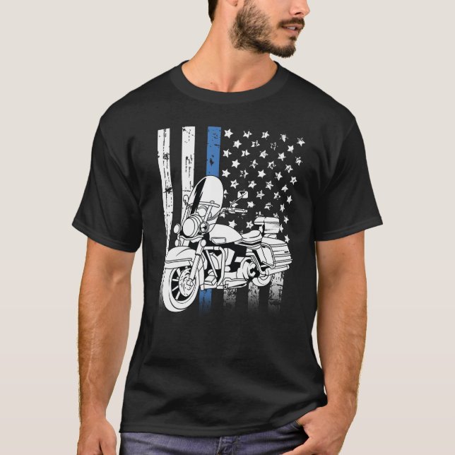 Motorrad der blauen Linie T-Shirt (Vorderseite)