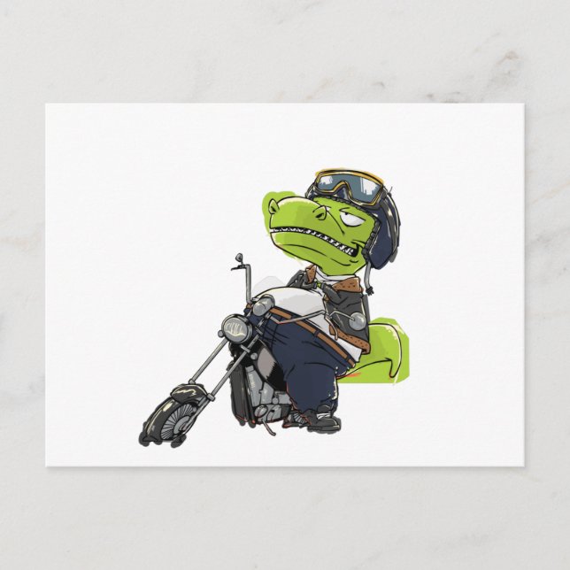 Motorrad Dinosaur Tyrannosaurus Rex Postkarte (Vorderseite)