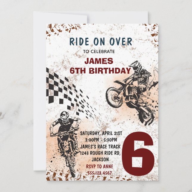 Motorrad Einladung Dirt Bike Party Einladung (Vorderseite)