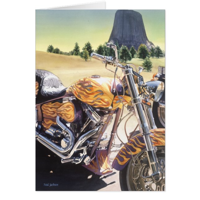 Motorrad "EL Diablo" im Wüsten-Aquarell (Vorne)