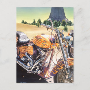 Motorrad "El Diablo" in der Wüste Wasserfarbe Postkarte