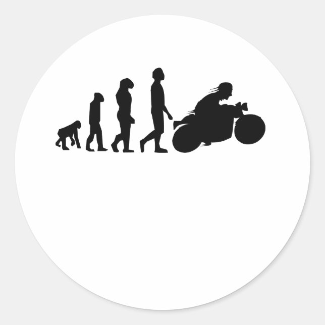 Motorrad-Evolution Runder Aufkleber (Vorderseite)