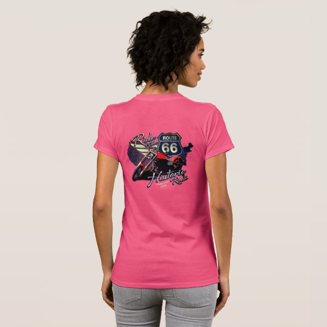 Motorrad-Fahrt auf der historischen Route 66 Road  T-Shirt (Schwarz voll)