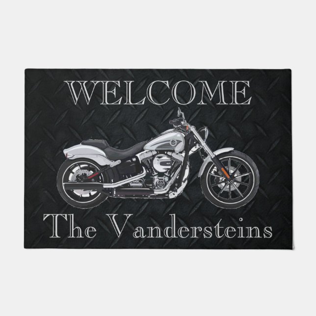Motorrad-Familienname-Willkommens-Tür-Matte Fußmatte (Vorderseite)