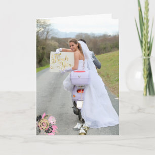 Motorrad-Foto Hochzeit Vielen Dank Karte