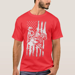 Motorrad Freestyle Supercross Amerikanische Flagge T-Shirt