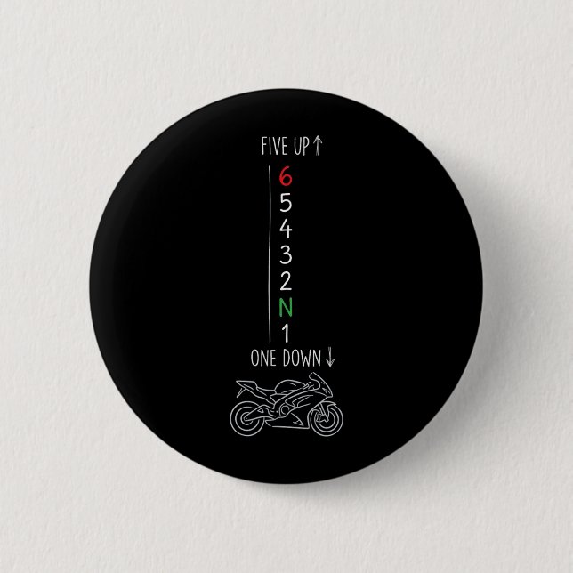 Motorrad Gangschaltung Eins Runter Fünf Hoch Biker Button (Vorderseite)