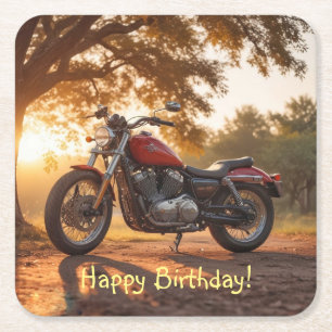 Motorrad Geburtstag Rechteckiger Pappuntersetzer