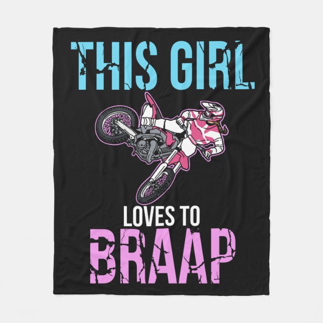 Motorrad Girls Dirt Bike Motocross Braap Fleecedecke (Vorderseite)