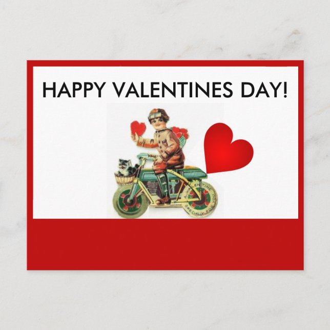 MOTORRAD-GLÜCKLICHE VALENTINSTAG-POSTKARTE FEIERTAGSPOSTKARTE (Vorderseite)