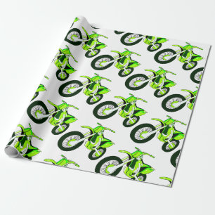 Motorrad Grünes Verpackungspapier Dirt bike 🚲 Geschenkpapier