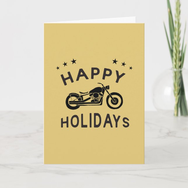 Motorrad Happy Holidays Retro Karte (Vorderseite)