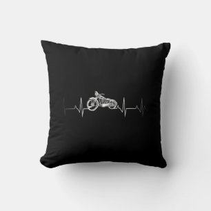 Motorrad-Herzschlag-T - Shirt - I Liebe mein Motor Kissen