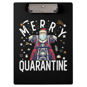 Motorrad-Hipster Santa Face Maske Klemmbrett