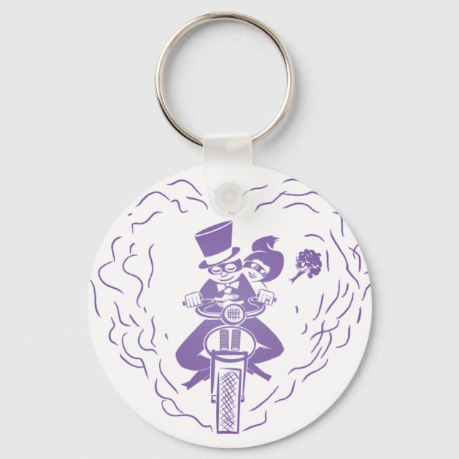 Motorrad-Hochzeit-Schlüsselanhänger Schlüsselanhänger (Vorderseite)